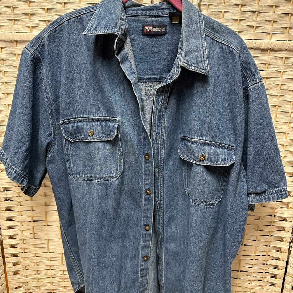 Vintage Faded Glory Blue Casual‎ Button Down Shirt